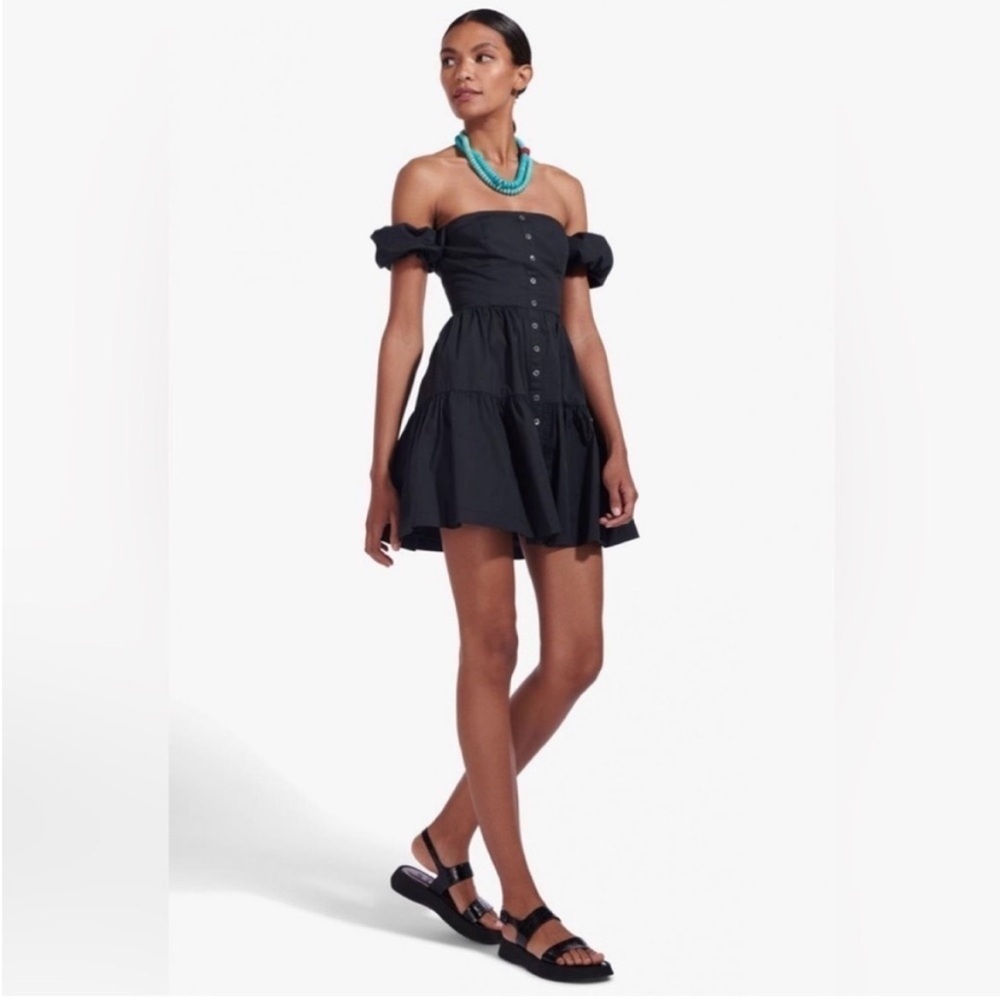 - Staud Size 10 Mini Elio Dress black summer beach  $245